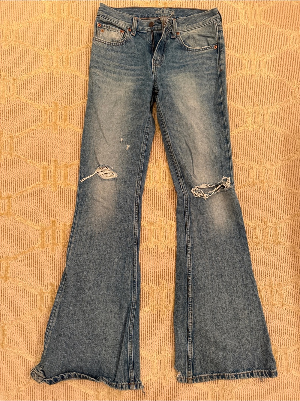 Etica Women's Distressed Flared Light Blue Jeans 25
